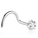 Piercings nez & Septums, Piercing nez incurvé (acier chirurgical, argent, finition brillante) avec pierre en crystal, Acier chirurgical 316L