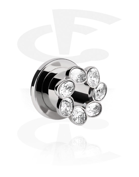 Tunnels & Plugs, Jeweled Flesh Tunnel, Surgical Steel 316L