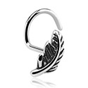 Piercings nez & Septums, Piercing nez incurvé (acier chirurgical, argent, finition brillante) avec accessoire plume, Acier chirurgical 316L