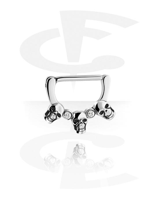Piercingové šperky do bradavky, Clicker na bradavky s designem lebka, Chirurgická ocel 316L