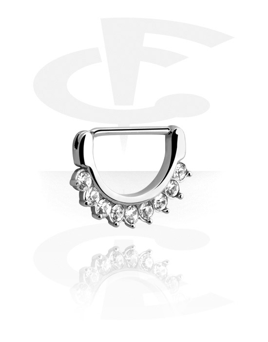 Piercingové šperky do bradavky, Clicker na bradavky s krystalovými kamínky, Chirurgická ocel 316L