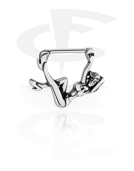 Piercing De Téton En Acier Chirurgical 316L Plaqué Or Rose – Motif Bouclier Avec Rosace, Tige 1.6x19mm - 6