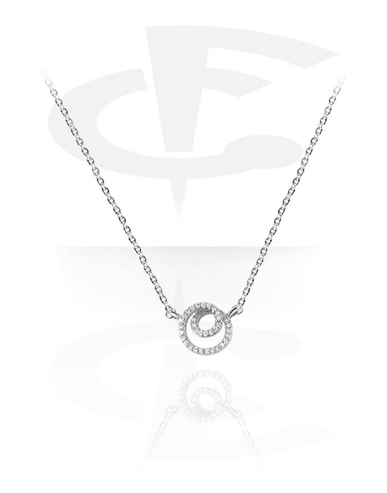 Halsband, Modehalsband med pendant with crystal stones, Överdragen mässing