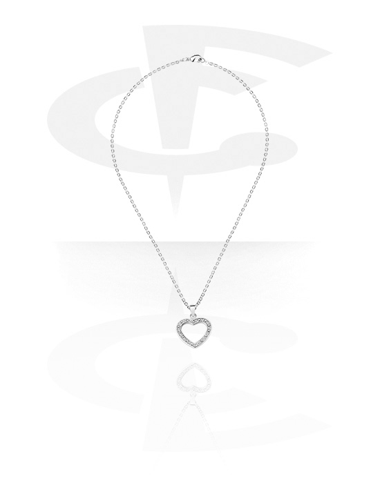 Halsband, Modehalsband med heart charm och kristallstenar, Kirurgiskt stål 316L