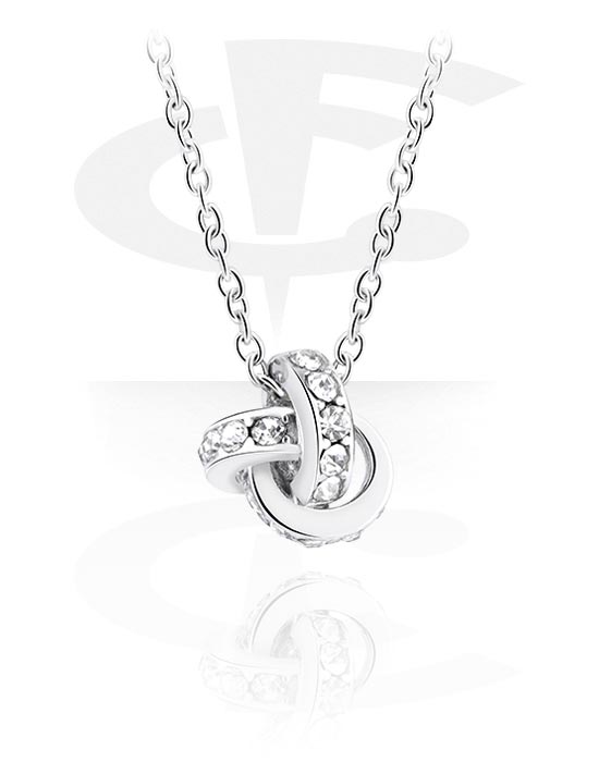 Halsband, Modehalsband med pendant with crystal stones, Kirurgiskt stål 316L