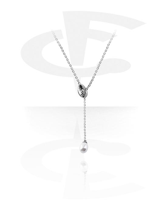Náhrdelníky, Módní náhrdelník s perlou a designem mušle, Chirurgická ocel 316L