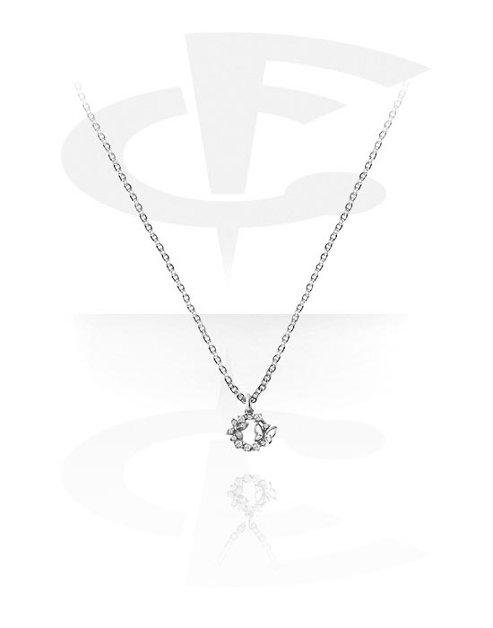 Necklaces, Fashion Necklace with butterfly design and crystal stones, Surgical Steel 316L