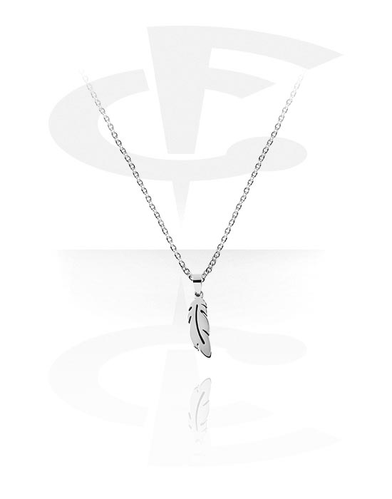 Halsketten, Modische Halskette mit Feder-Design, Chirurgenstahl 316L