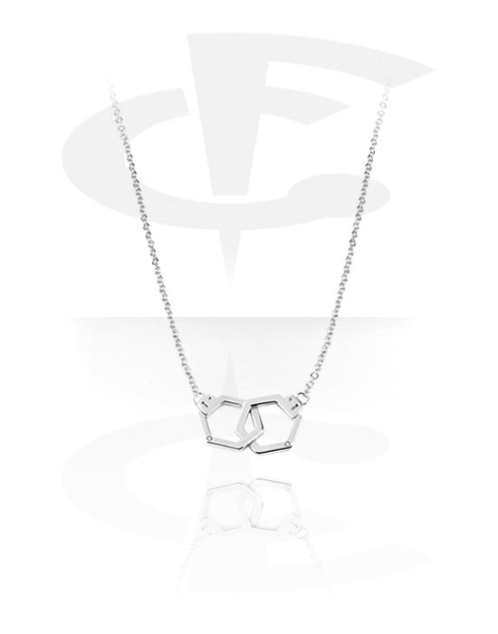 Halsband, Modehalsband med Hexagon-shaped pendant, Kirurgiskt stål 316L