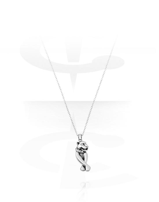Halsband, Modehalsband med lion design och kristallstenar, Kirurgiskt stål 316L