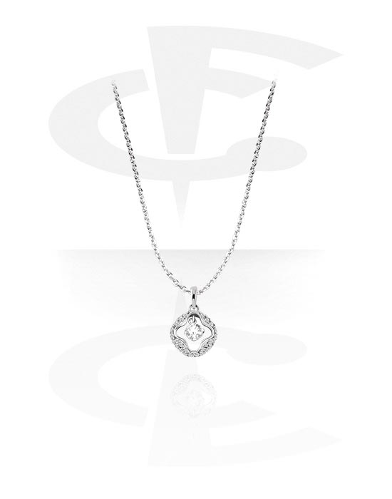 Halskæder, Modehalskæde med pendant with crystal stone, Kirurgisk stål 316L
