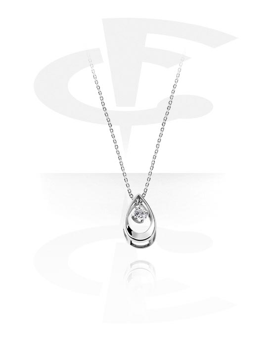 Cadenas, Collar Moderno con pendant with crystal stone, Acero quirúrgico 316L