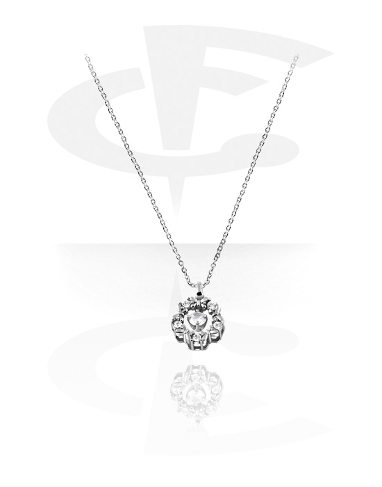 Ogrlice, Modna ogrlica s/z obeskom s kristalnimi kamni, Kirurško jeklo 316L