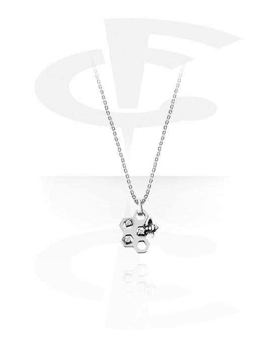 Ogrlice, Modna ogrlica s dizajnom pčele i kristalnim kamenjem, Kirurški čelik 316L