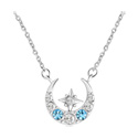 Cadenas, Collar Moderno con estrella de cristal y media luna, Acero quirúrgico 316L