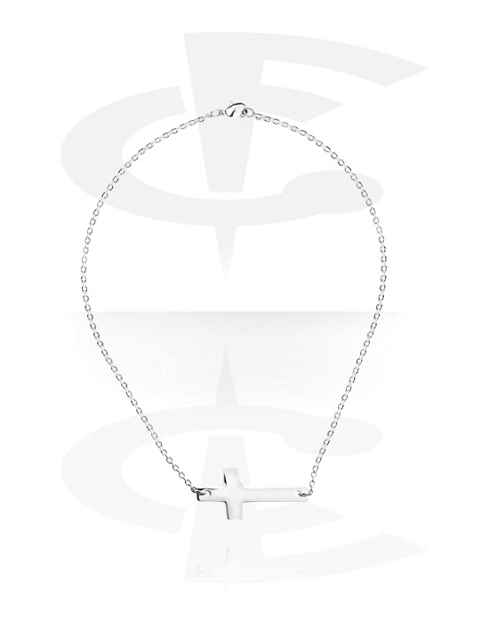 Halsband, Modehalsband med cross pendant, Kirurgiskt stål 316L
