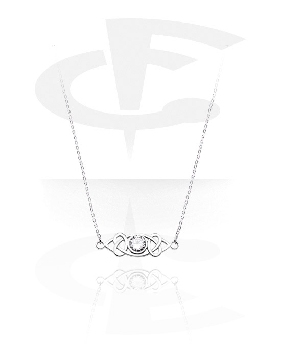 Halsketten, Modische Halskette mit Augen-Design und Kristallstein, Chirurgenstahl 316L