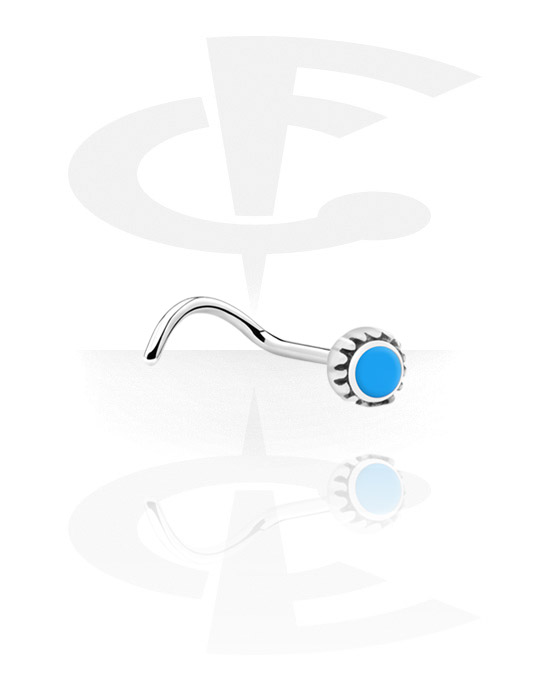 Nose Jewelry & Septums, Curved nose stud (surgical steel, silver, shiny finish)