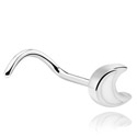 Næsesmykker og septums, Buet næsestud (kirurgisk stål, sølv, blank finish) med månefront, Kirurgisk stål 316L