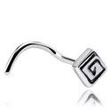 Nosovky a krúžky do nosa, Zahnutá nosovka (chirurgická oceľ, strieborná, lesklý povrch), Chirurgická oceľ 316L