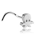 Næsesmykker og septums, Buet næsestud (kirurgisk stål, sølv, blank finish) med Blækspruttemotiv, Kirurgisk stål 316L