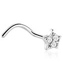 Nosovky a krúžky do nosa, Zahnutá nosovka (chirurgická oceľ, strieborná, lesklý povrch) s ozdoba hviezda a kryštálové kamene, Chirurgická oceľ 316L