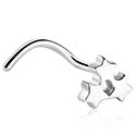Piercings nez & Septums, Piercing nez incurvé (acier chirurgical, argent, finition brillante) avec motif étoile, Acier chirurgical 316L