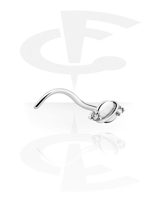 Nosovky a kroužky do nosu, Zahnutá nosovka (chirurgická ocel, stříbrná, lesklý povrch), Chirurgická ocel 316L