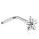 Nosovky a krúžky do nosa, Nosovka v tvare L (chirurgická oceľ, strieborná, lesklý povrch) s ozdoba kvetina, Chirurgická oceľ 316L