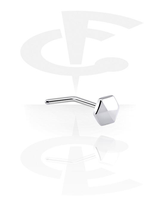 Nesestaver og -ringer, L-formet nesedobb (kirurgisk stål, sølv, skinnende finish), Kirurgisk stål 316L