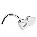 Næsesmykker og septums, Buet næsestud (kirurgisk stål, sølv, blank finish) med hjertefront, Kirurgisk stål 316L