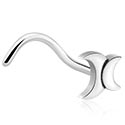 Næsesmykker og septums, Buet næsestud (kirurgisk stål, sølv, blank finish) med Halvmåne, Kirurgisk stål 316L