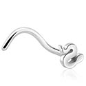 Nosovky a krúžky do nosa, Zahnutá nosovka (chirurgická oceľ, strieborná, lesklý povrch) s dizajnom had, Chirurgická oceľ 316L