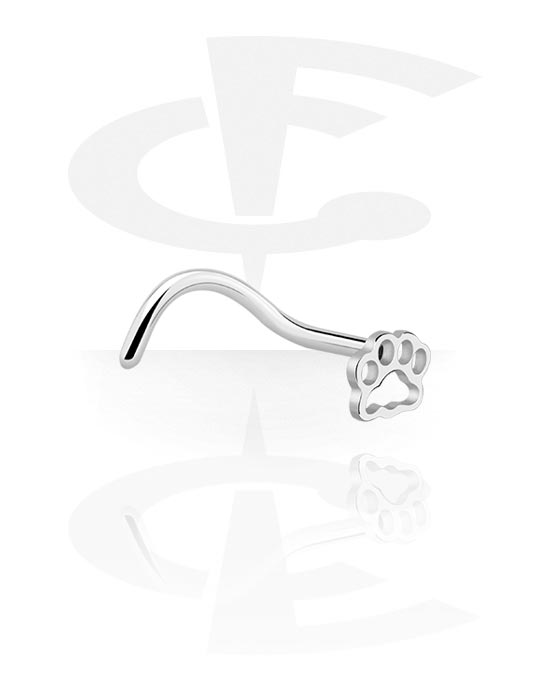 Nose Jewellery & Septums, Curved nose stud (surgical steel, silver, shiny finish)