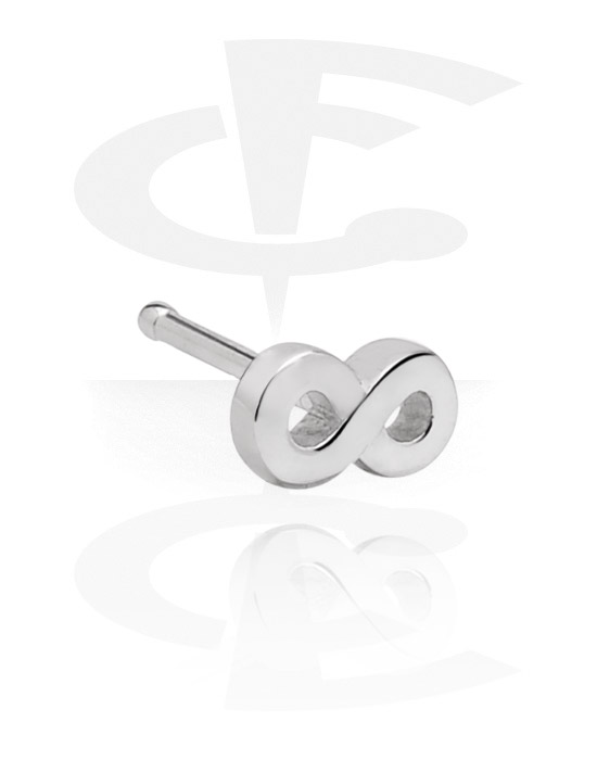 Nose Jewelry & Septums, Straight nose stud (surgical steel, silver, shiny finish) with infinity symbol, Surgical Steel 316L