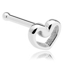 Nosovky a krúžky do nosa, Rovná nosovka (chirurgická oceľ, strieborná, lesklý povrch) s ozdoba srdce, Chirurgická oceľ 316L
