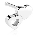 Næsesmykker og septums, Lige næsestud (kirurgisk stål, sølv, blank finish) med hjertefront, Kirurgisk stål 316L