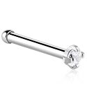 Nose Jewellery & Septums, Straight nose stud (surgical steel, silver, shiny finish) with crystal stone, Surgical Steel 316L