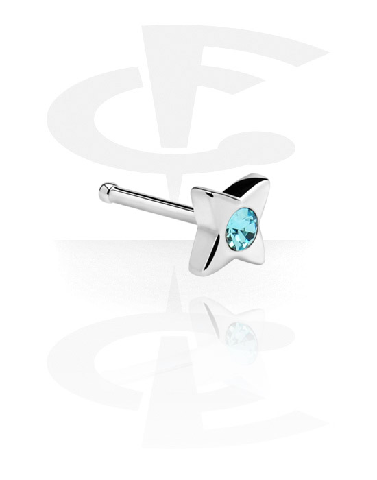 Nose Jewellery & Septums, Straight Jeweled Nose Stud, Surgical Steel 316L