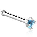 Nosovky a krúžky do nosa, Rovná nosovka (chirurgická oceľ, strieborná, lesklý povrch) s Kryštálový kameň, Chirurgická oceľ 316L