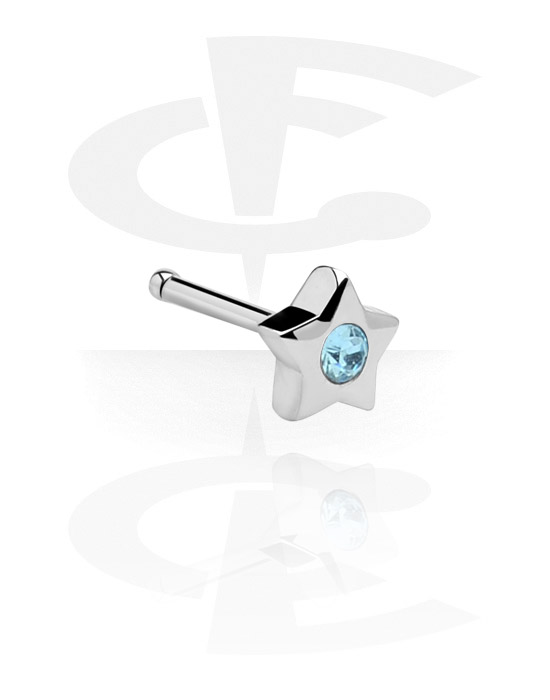 Nesestaver og -ringer, Straight Jeweled Nose Stud, Surgical Steel 316L