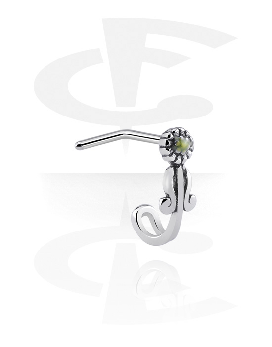 Nose Jewellery & Septums, L-shaped nose stud (surgical steel, silver, shiny finish), Surgical Steel 316L