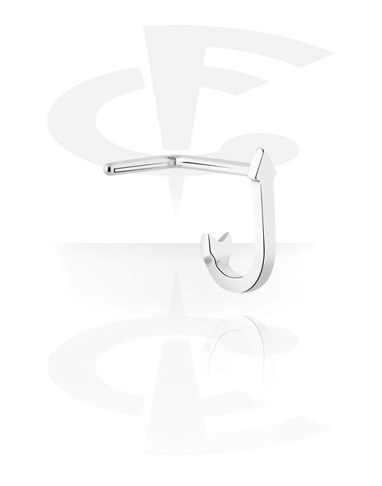 Nesestaver og -ringer, L-formet nesedobb (kirurgisk stål, sølv, skinnende finish) med pildesign, Kirurgisk stål 316L