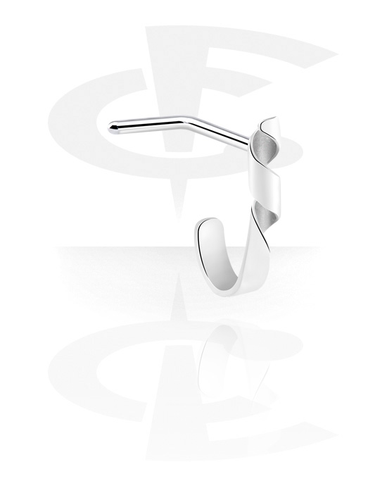 Piercings para o nariz, Stud de nariz em forma de L (aço cirúrgico, prata, acabamento brilhante), Aço cirúrgico 316L