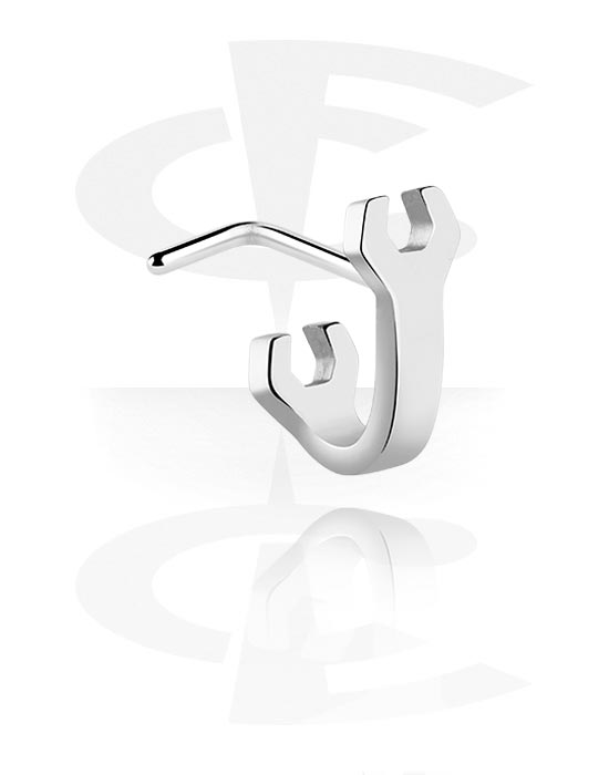 Nesestaver og -ringer, L-formet nesedobb (kirurgisk stål, sølv, skinnende finish), Kirurgisk stål 316L