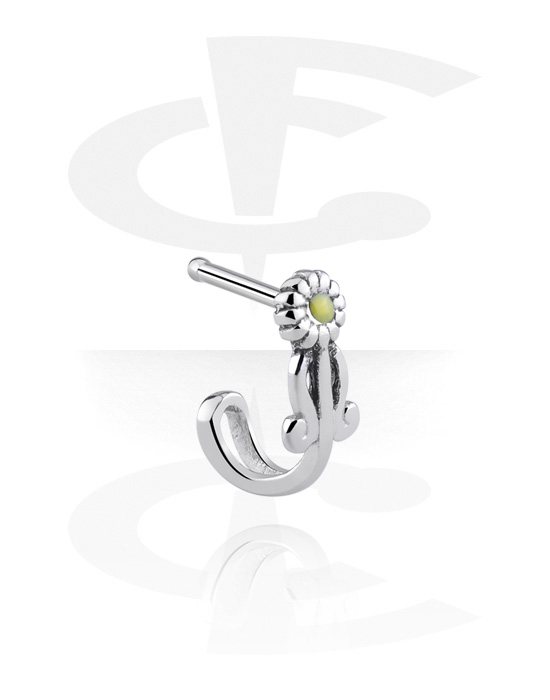 Nose Jewellery & Septums, Straight nose stud (surgical steel, silver, shiny finish) with daisy attachment, Surgical Steel 316L