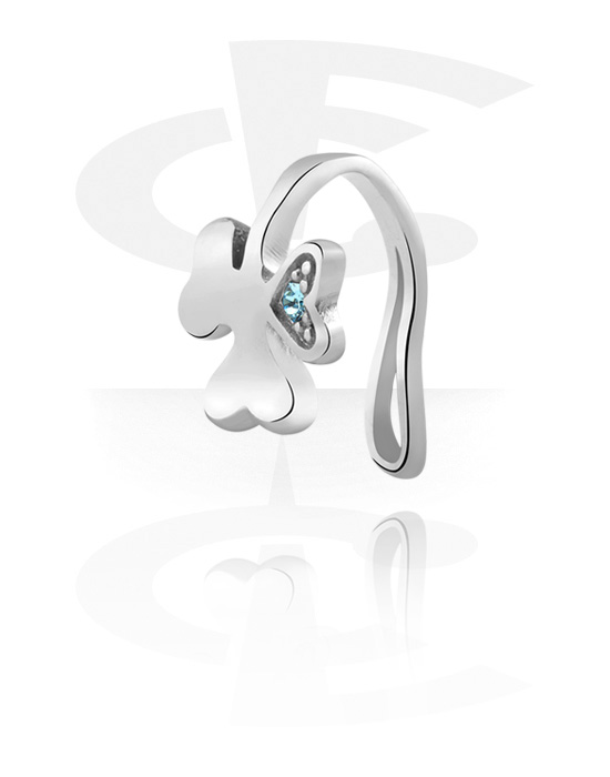 Fake Piercings, Nose Cuff with cloverleaf design, Surgical Steel 316L
