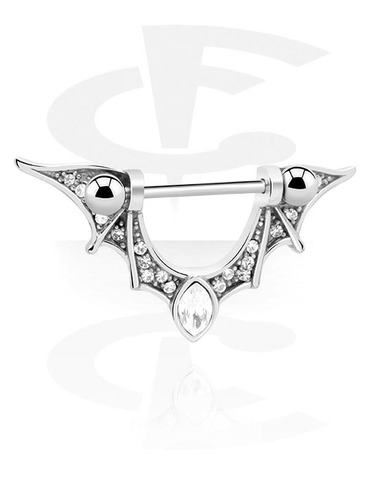 Bröstvårtspiercingar, Nipple shield med kristallstenar, Kirurgiskt stål 316L