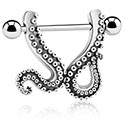 Nipple Piercings, Nipple Shield with Octopus tentacle design, Surgical Steel 316L