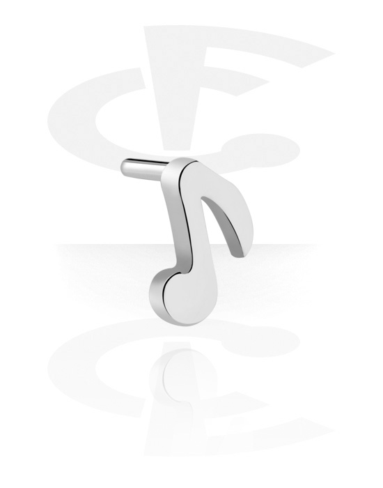 Kuličky, kolíčky a další, Koncovka na push-fit tyčinky (chirurgická ocel, stříbrná, lesklý povrch) s designem nota, Chirurgická ocel 316L